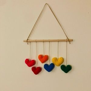New Super Cute Colorful Rainbow Heart Wall Hanging Mobile